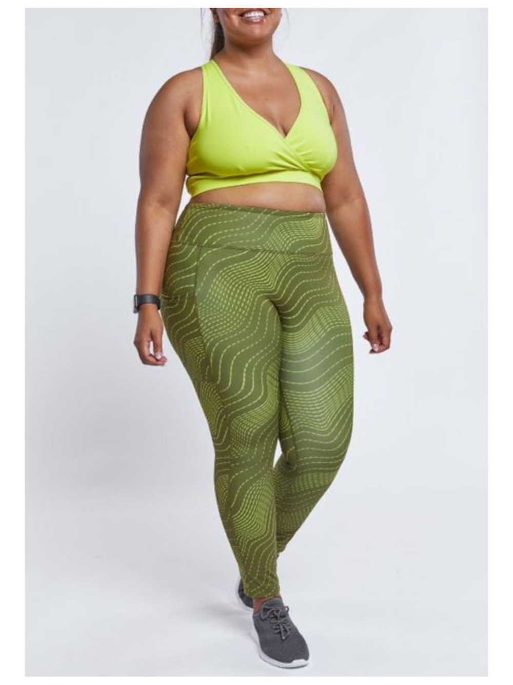 TOMBOYX High Waist Printed Pocket Leggings Women's 2X Green